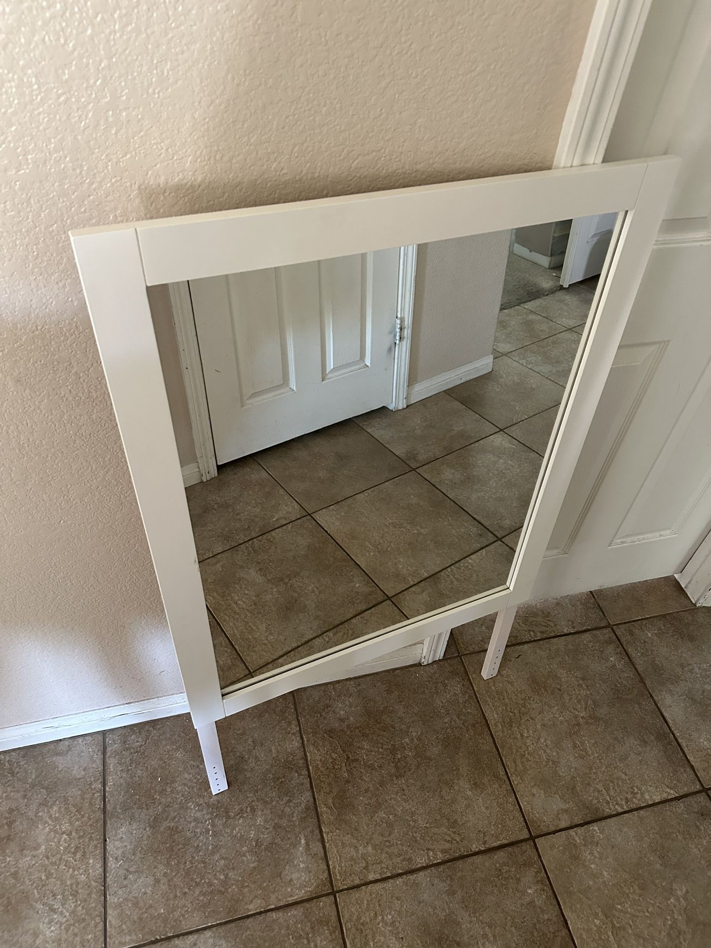 White Coaster Mirror 34”x 27.5” wall or Dresser Mount