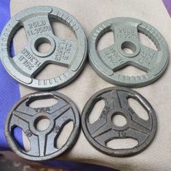 SET  OF  OLYMPIC  EASY GRIP : 25lb.  &  10lb.  PLATES