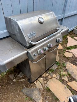 Weber Genesis Stainless 3-Burner Propane Gas Grill w/ Side Burner + Tank