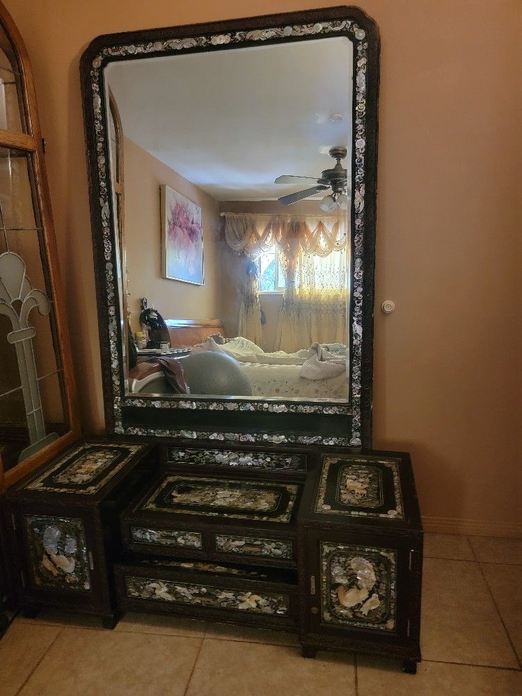 Antique Mother Of Pearl Make Up Desk...old