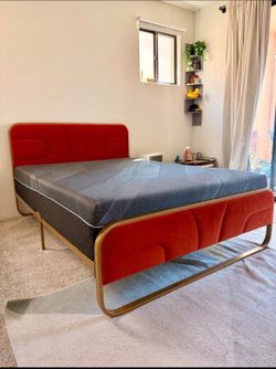Lightly used queen bed frame and mattress