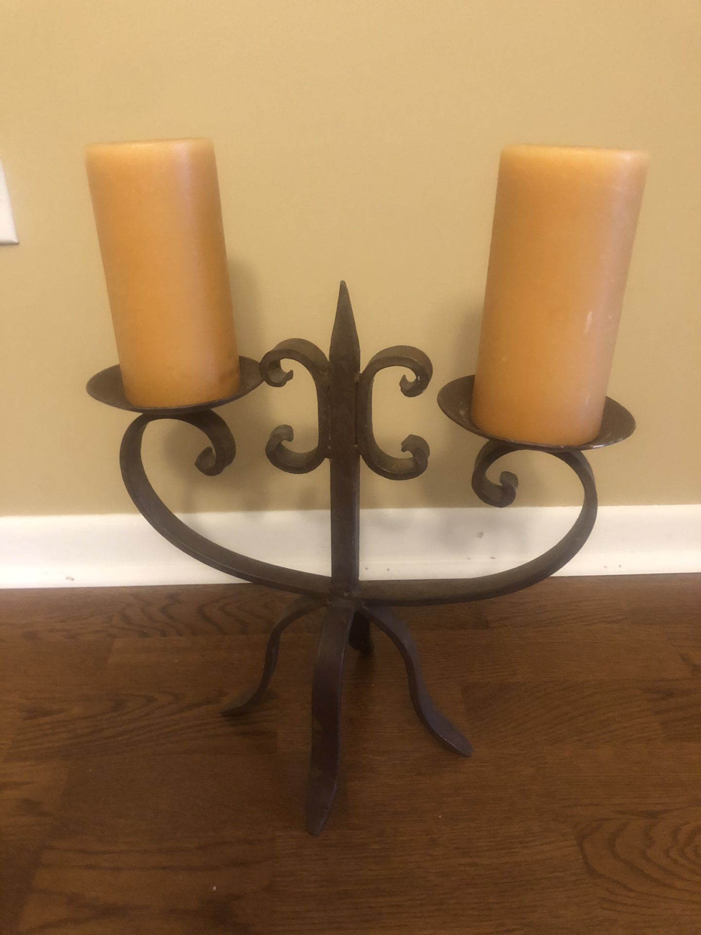 Large Rustic Iron Candle Holder (including candles)