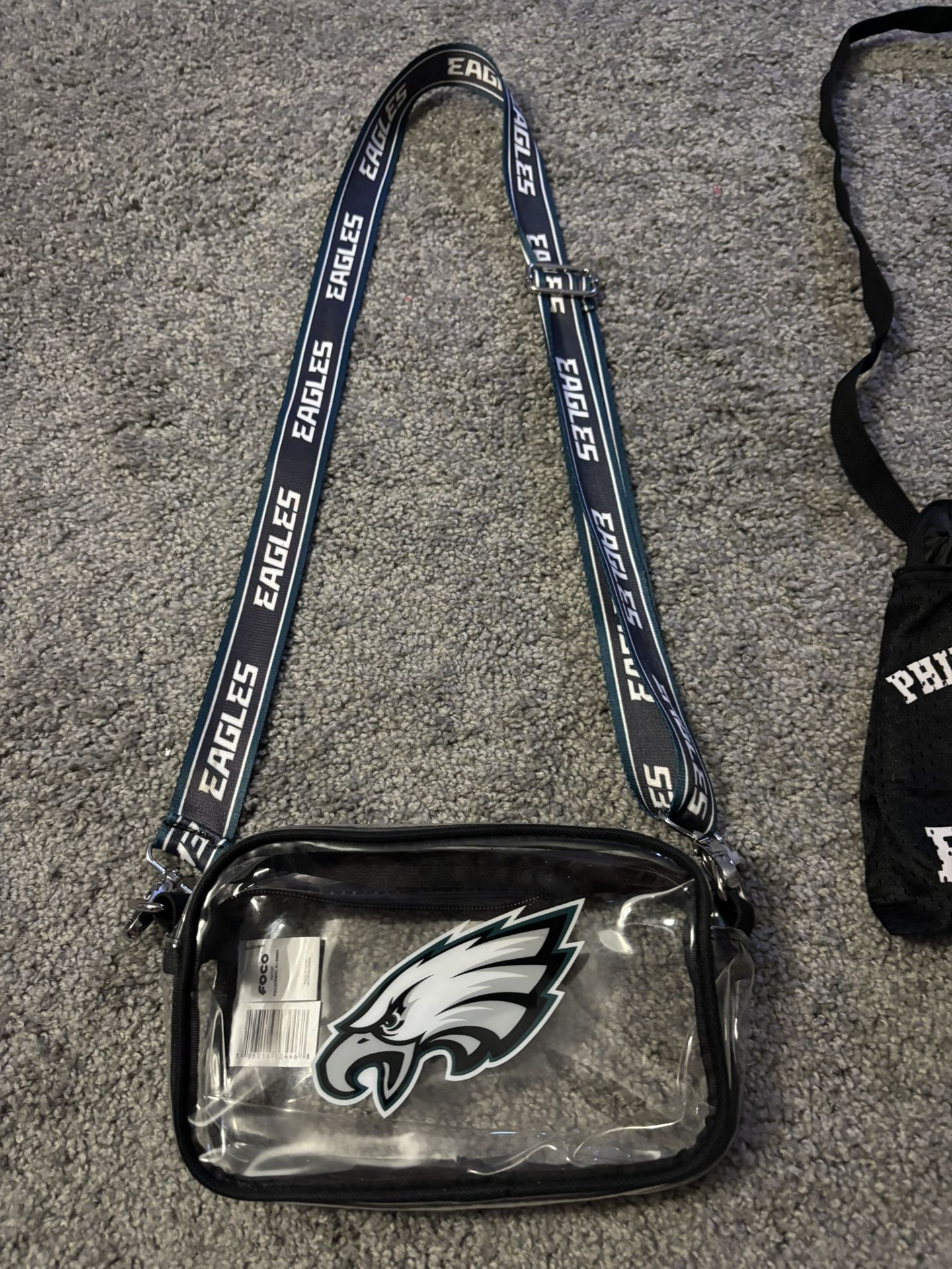 PHILADELPHIA EAGLES PURSES 1 clear w/ zipper & 1 mesh with zipper NEW $15 both