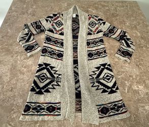 Northern Angel Southwestern Aztec Cardigan Sweater large Rainbow Boho Long