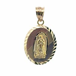 Men’s or Women’s 10k Tricolor Rose White Yellow Gold Oval Our Lady Of Guadalupe Pendant for Necklace GP3130155