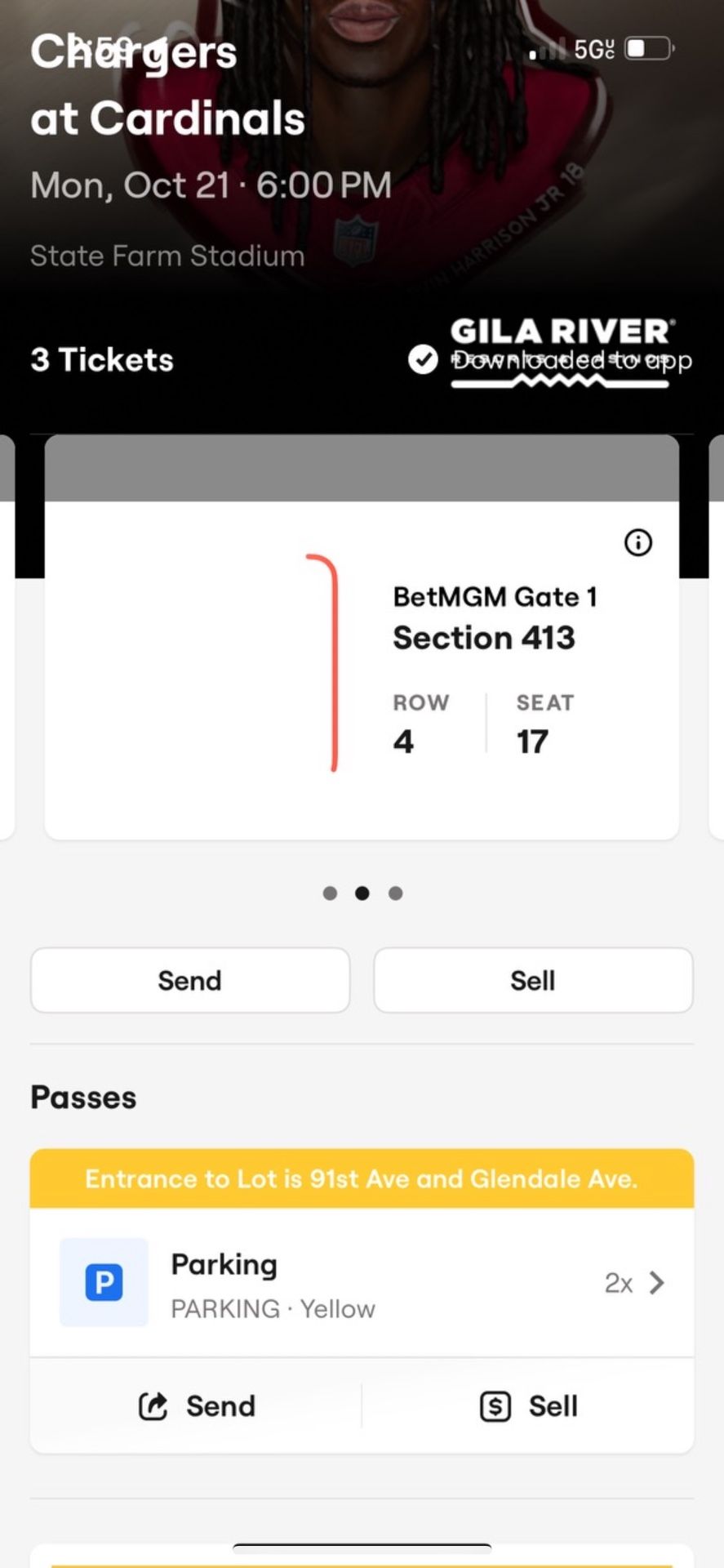 AZ cardinals Tickets 10/21