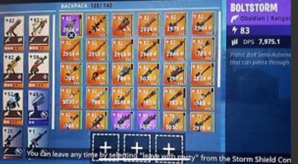 fortnite save the world account with many guns - 130s fortnite