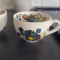 Anthropology-6 Cups And 6 Plates 