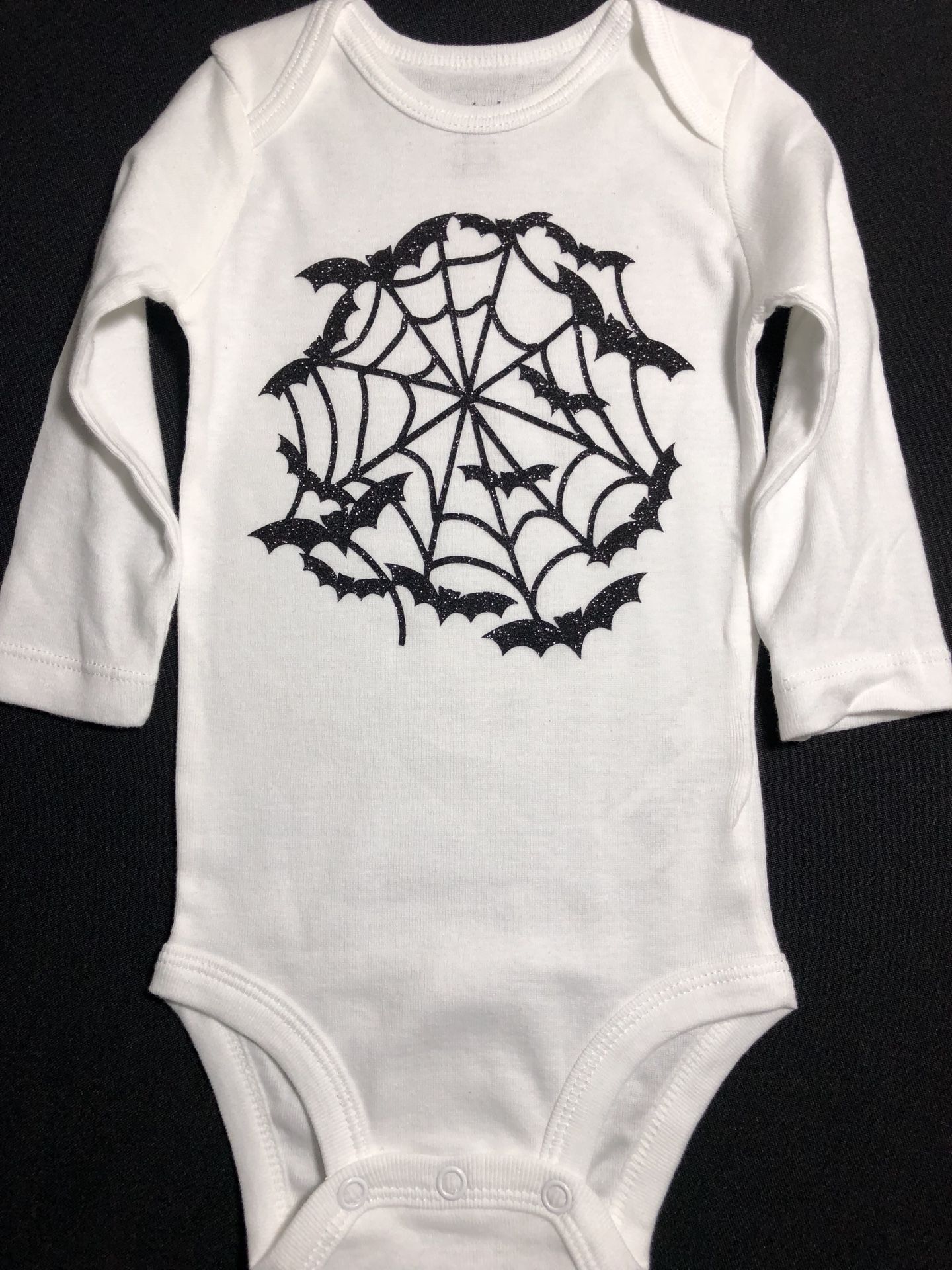 Halloween Baby Onesies... White with black glitter lettering.. $6 each