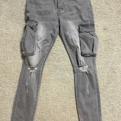Mens Skinny Cargo Jeans Sz 34