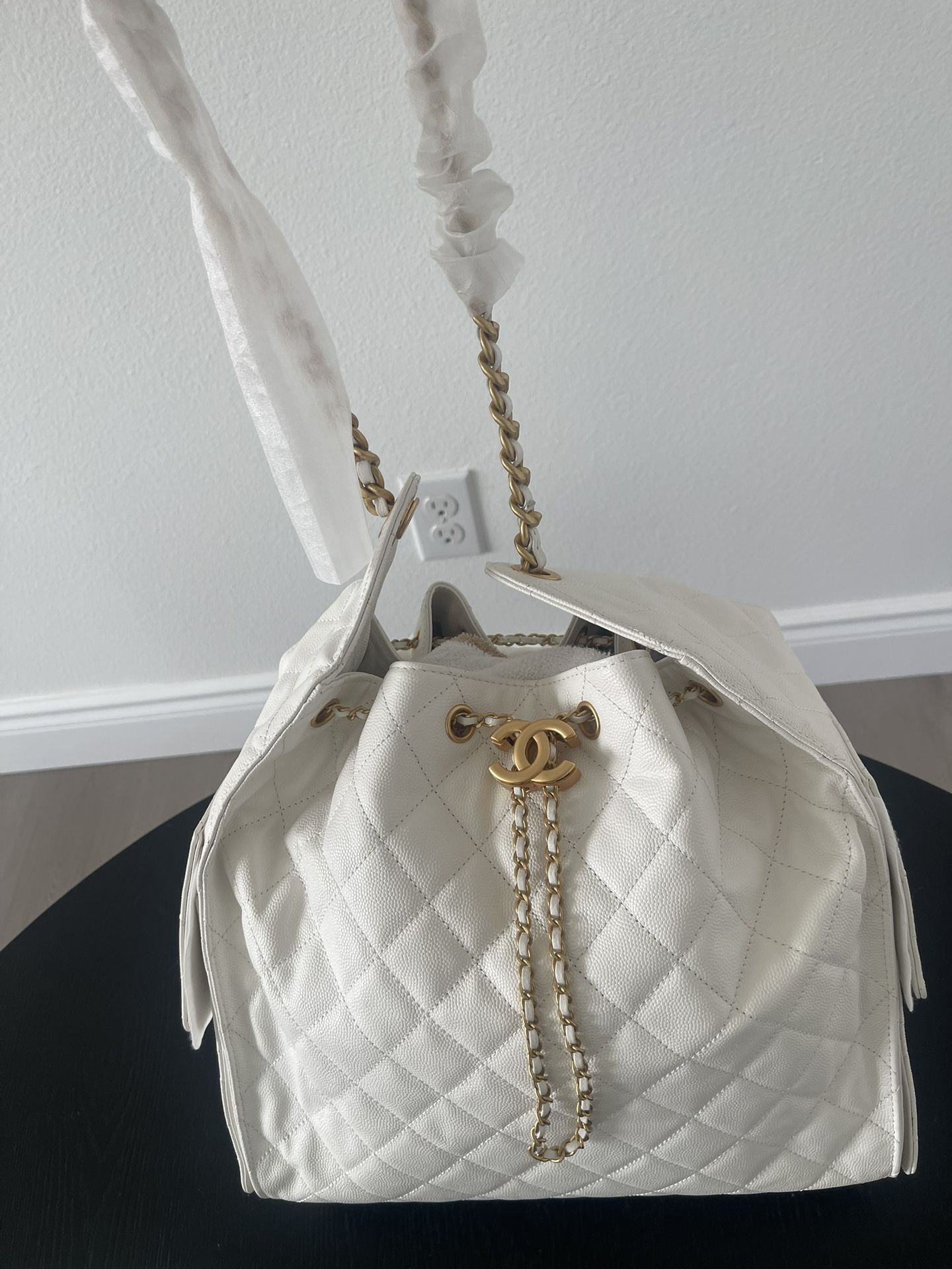 Chanel White Medium 25 Purse