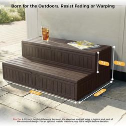 Hot Tub Steps - Double-Decker Large Storage & Snap-Together Assembly, Fully Sealed Spa Steps with Non-Slip Wider Step, Hot Tub Stairs, Outdoor/Indoor,