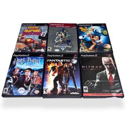 PS2 6 Games Lot - Kingdom Hearts 2, Fantastic 4,  Hitman Blood Money & More