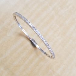 Sterling Silver And Cz Bangle Bracelet 