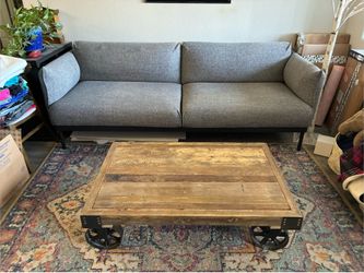 Couch, coffee table, more