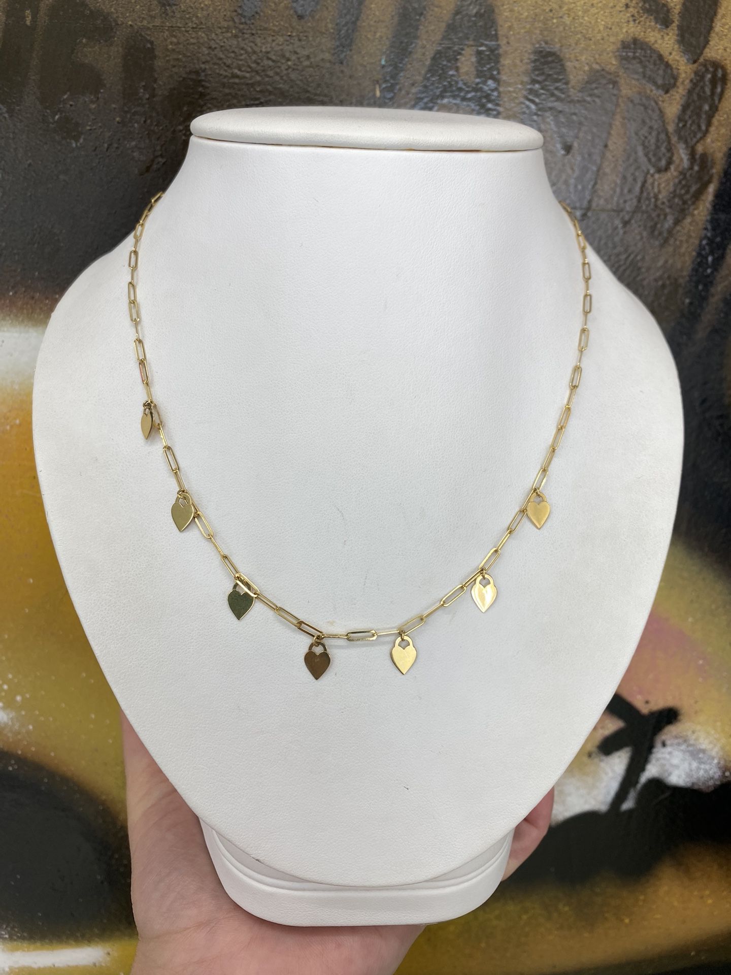 14k PAPER CLIP HEART CHAIN