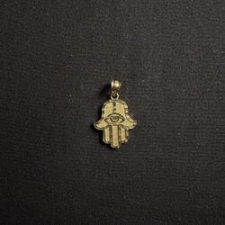 Hamsa Evil Eye Pendant 10k Gold