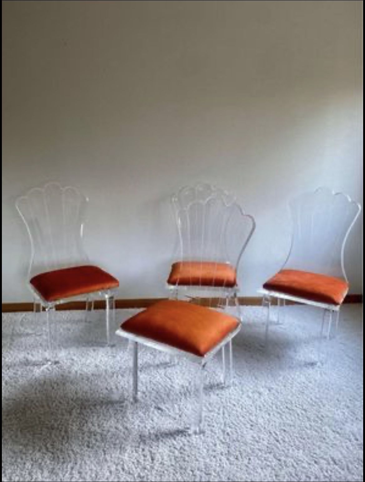 SET OF (4) VINTAGE MID-CENTURY LUCITE DINING CHAIRS