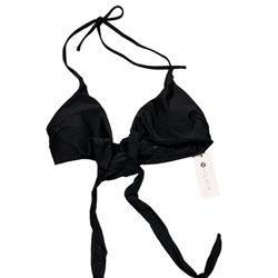 NWT Holipick Black Halter Drawstring Front Tie Bikini Swim Suit Top size Small S