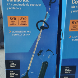 NEW Kobalt 24V Brushless 12" String Trimmer + Blower Kit with Battery Dual String Weed Wacker Eater Weedwacker