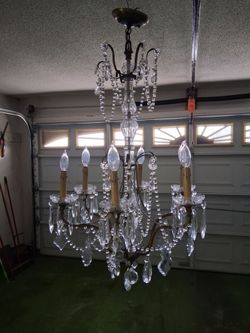 Chandelier & Sconces - brass w. cut glass