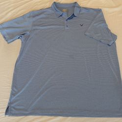 Callaway Men's Opti-Dri Short Sleeve Stretch Blue Stripe Golf Polo Shirt (XXL).