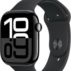Apple Watch Series 10 [GPS + Cellular 46mm case] Smartwatch with Jet Black Aluminum Case with Black Sport Band - M/L. Fitness Tracker, ECG App, Always