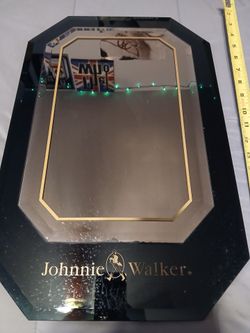 1970's Johnnie Walker Black Bevolved Glass Mirror