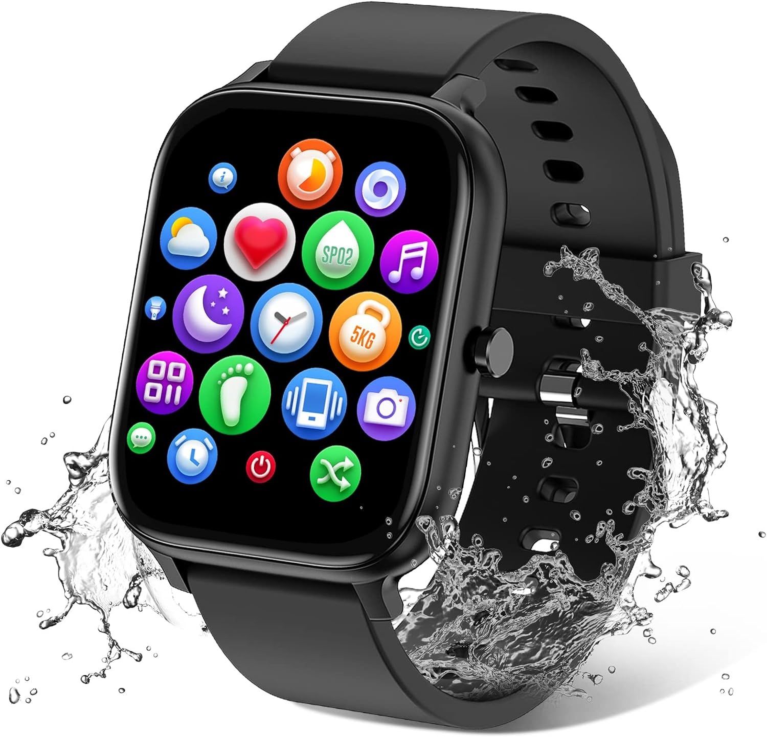 Smart Watch for Men Women Compatible with iPhone Samsung Android Phone 1.83 inch Full Touch Screen IP68 Waterproof Bluetooh Fitness Tracker Heart Rate