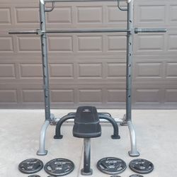 Marcy Gym with Cap Weights and 45 lb Bar