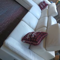 SECTIONAL GENUINE LEATHER RECLINER ELECTRIC WHITE COLOR.. DELIVERY SERVICE ✅🚚💥