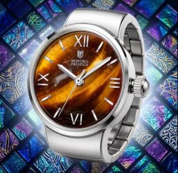 Montres Prestige TIGER EYE Gemstone Mini Ring Watch Limited Luxury Women’s 22MM!