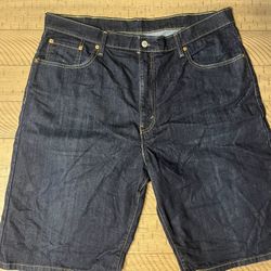 Levi's 569 Dark Blue Denim Bermuda Shorts Men's Size 40 Loose Straight Fit 