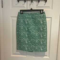 Green Leaf Print Pencil Skirt – Knee Length
