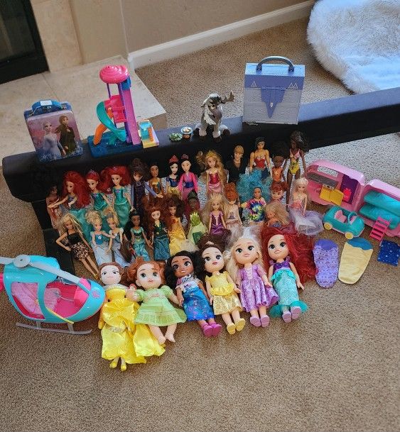 Huge Disney Doll & Accessory Mega Bundle β 50+ Pieces! Princesses, Toddler Dolls, Sven, Vehicles + More!
