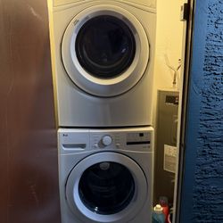 Electric LG Front Load Washer & Whirlpool Dryer – Stackable Set