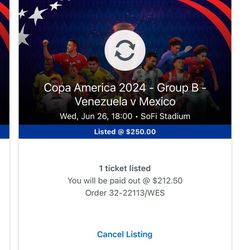 Mexico Vs Venezuela 6/26/24 Parking 2 Tickets Copa América 
