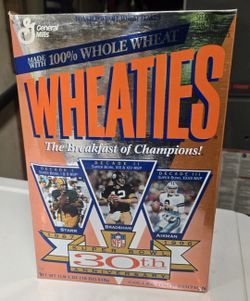 1996 Sealed Unopened Wheaties Cereal 30th Super Bowl Anniversary Box NFL Sports