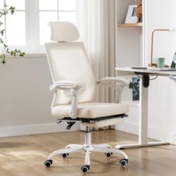 Cream White Mesh Ergonomic Office Chair