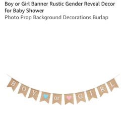 Boy or Girl Burlap Gender Reveal Banner
