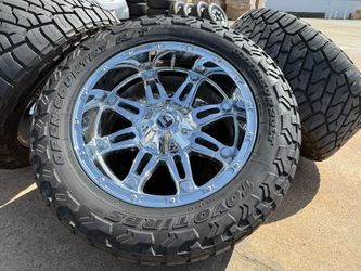 20" Chrome Fuel WHeels 5x5.5 Rims Toyo R/T 33x12.50R20LT 85% Tread Fits Ram 1500