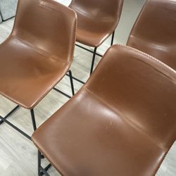 Brown Leather Stools 