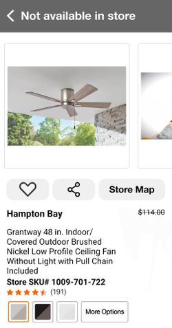 BRAND NEW NIB Hampton Bay Grantway 48" Brushed Nickel Low Profile Ceiling Fan