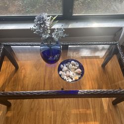 Indoor/outdoor wicker coffee table