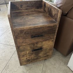 Brown Small File Cabinet on Wheels