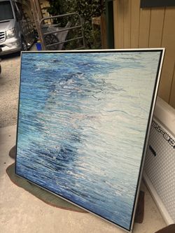 Large 50 X 50 Blue Abstract Framed Print