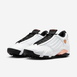 Nike Air Jordan 14 Golf US Open White Metallic Copper HV4813-100 Sz M 7.5 /  W 9