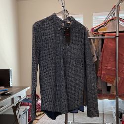 New Men’s Levi’s Shirt LG Navy Blue/ White