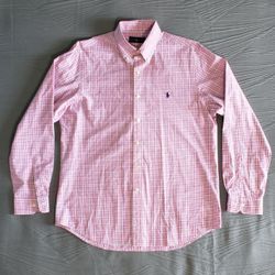 RALPH LAUREN Men's LS Plaid Button Down Dress Shirt (L) Pink/Green/Blue 