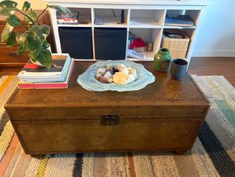 English-style faux alligator leather storage trunk/coffee table
